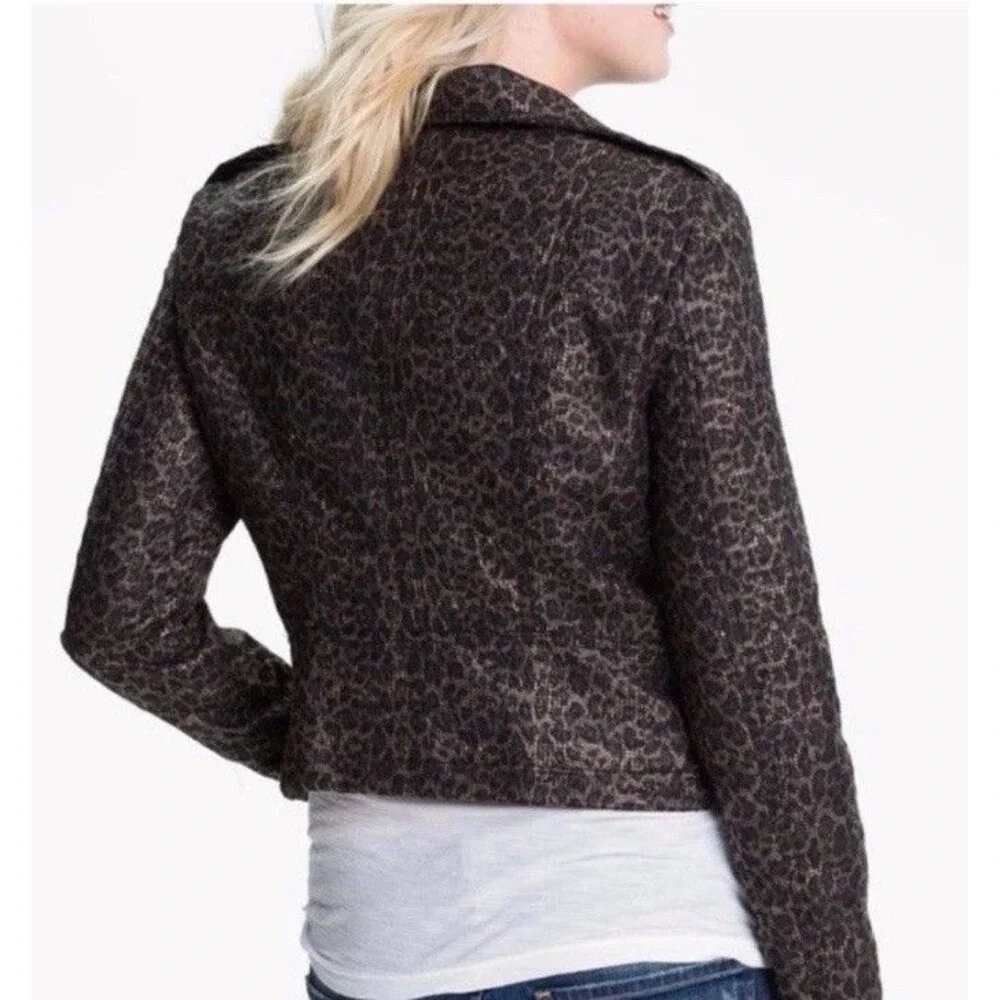 Free People We the Free Black Textured Red Pop of Color Moto Jacket Size 10 - Picture 5 of 12